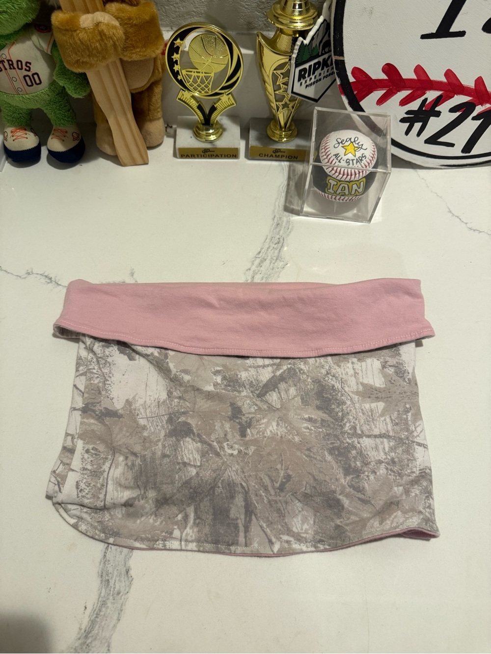 Hollister Pink Foldover Waistband Abstract Print Tube Top